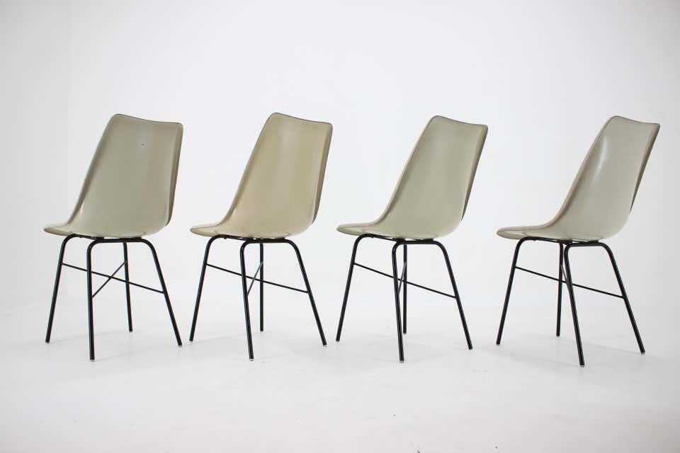 Set of 4 fiberglass dining chairs  Czechoslovakia, 1960