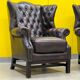 Vintage leather chesterfield wingback armchair (price is for one)