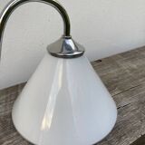 Wall lamp in silver metal and white glass