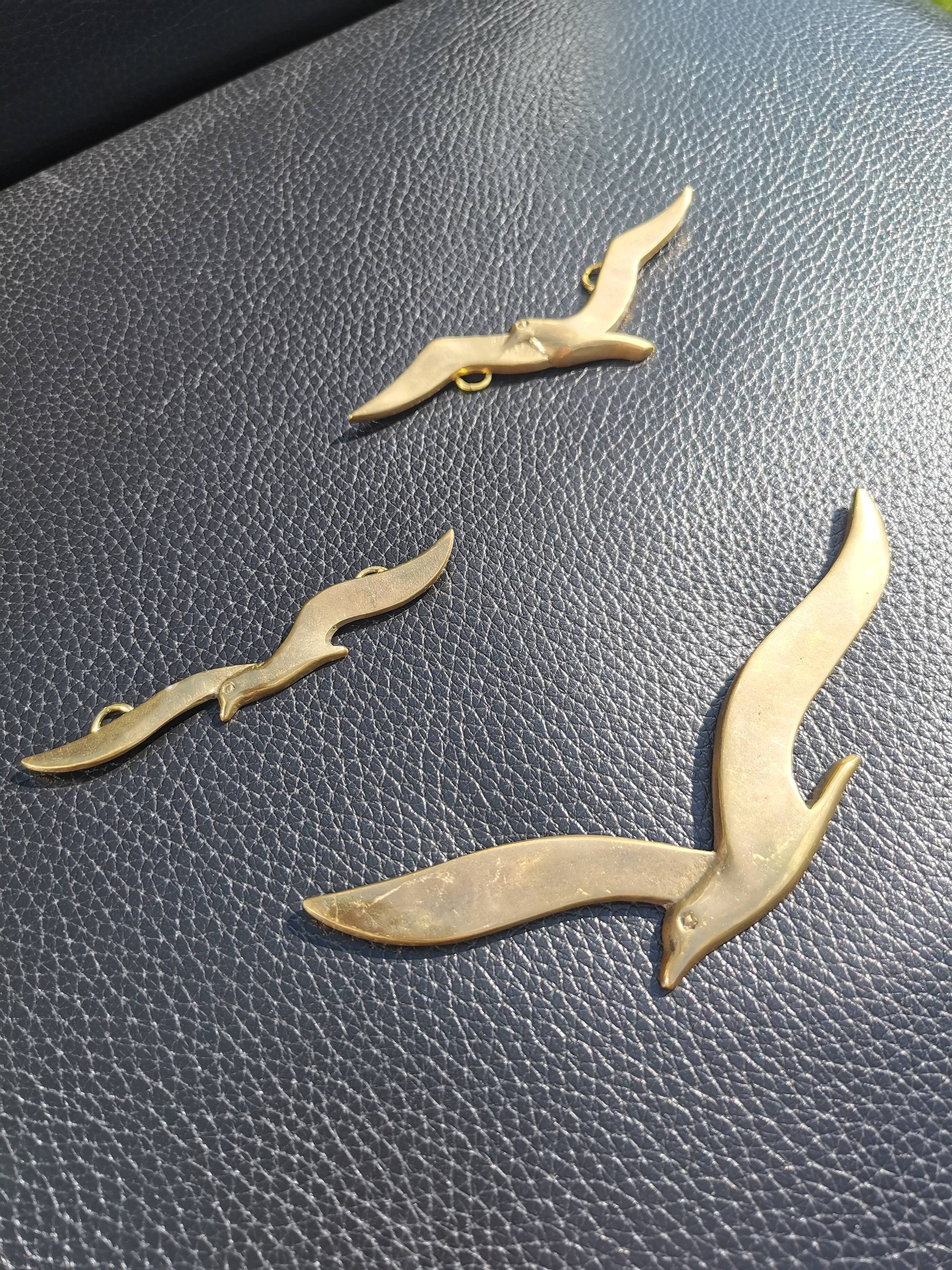 Set of 3 brass birds