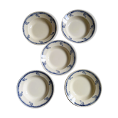 5 assiettes creuses en faïence de Longwy vintage - modèle Tunis