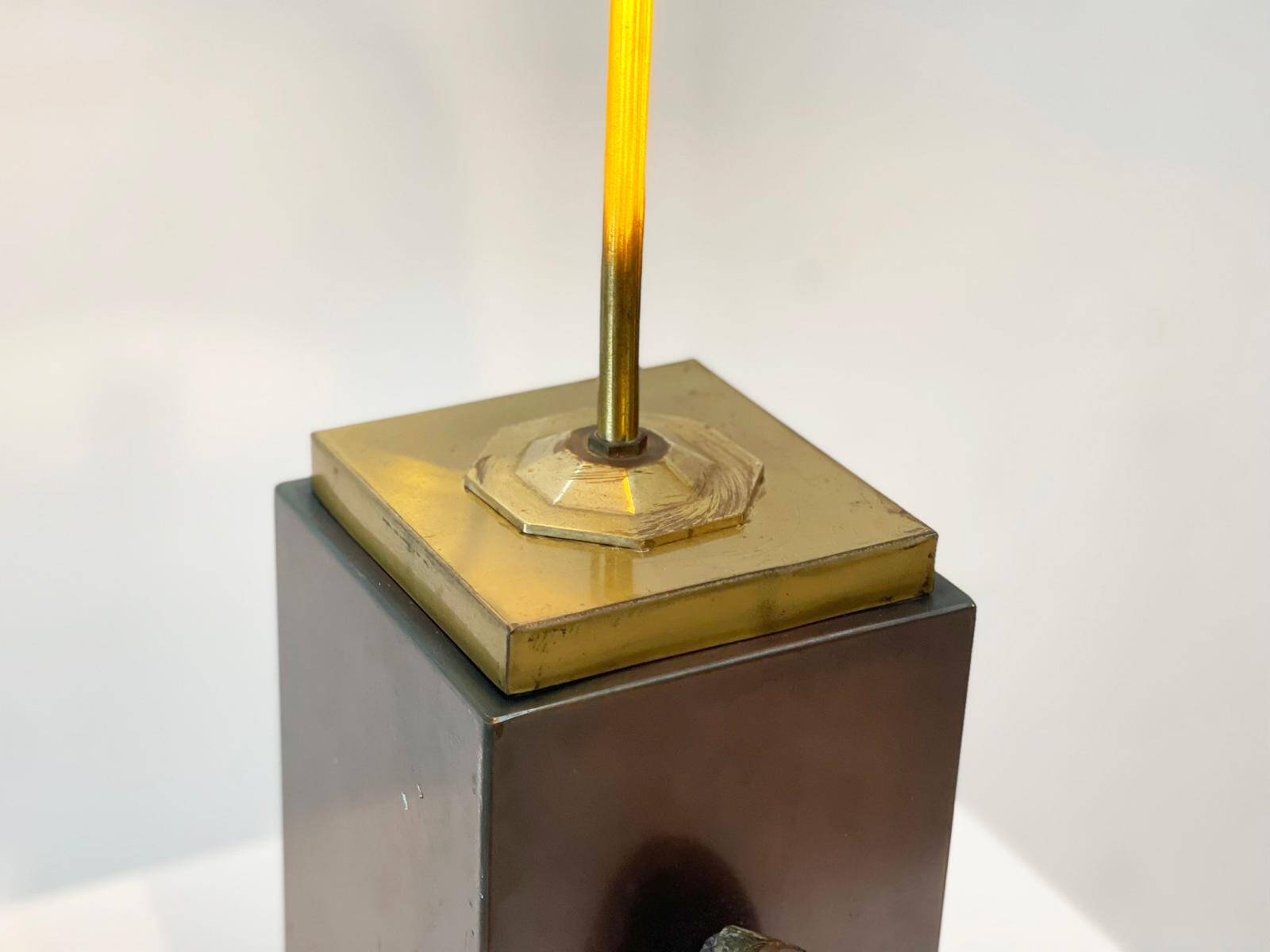Vintage brass agate table lamp, 1970s