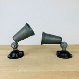 Pair of industrial metal spot wall lights in loft style.