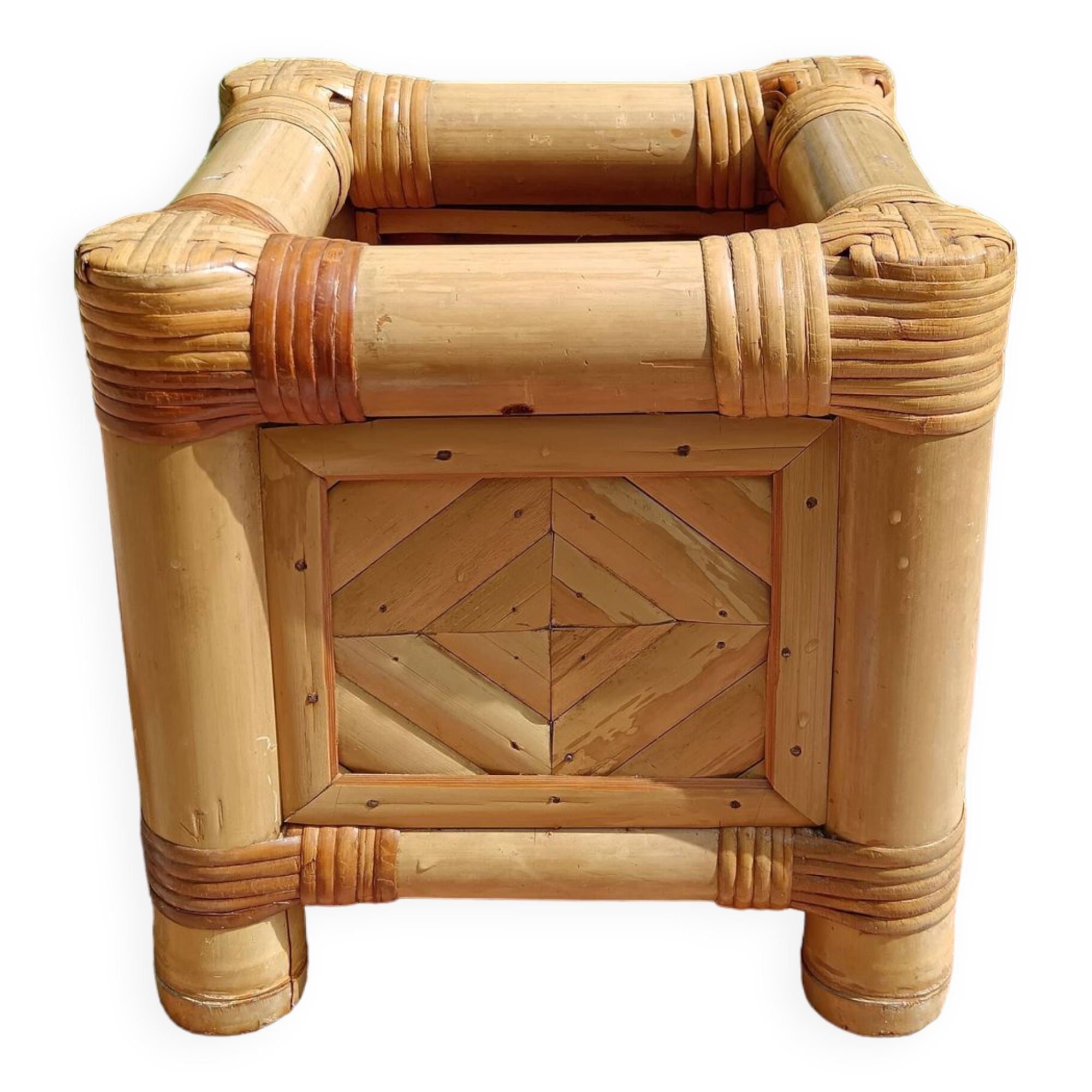 Vintage bamboo plant pot