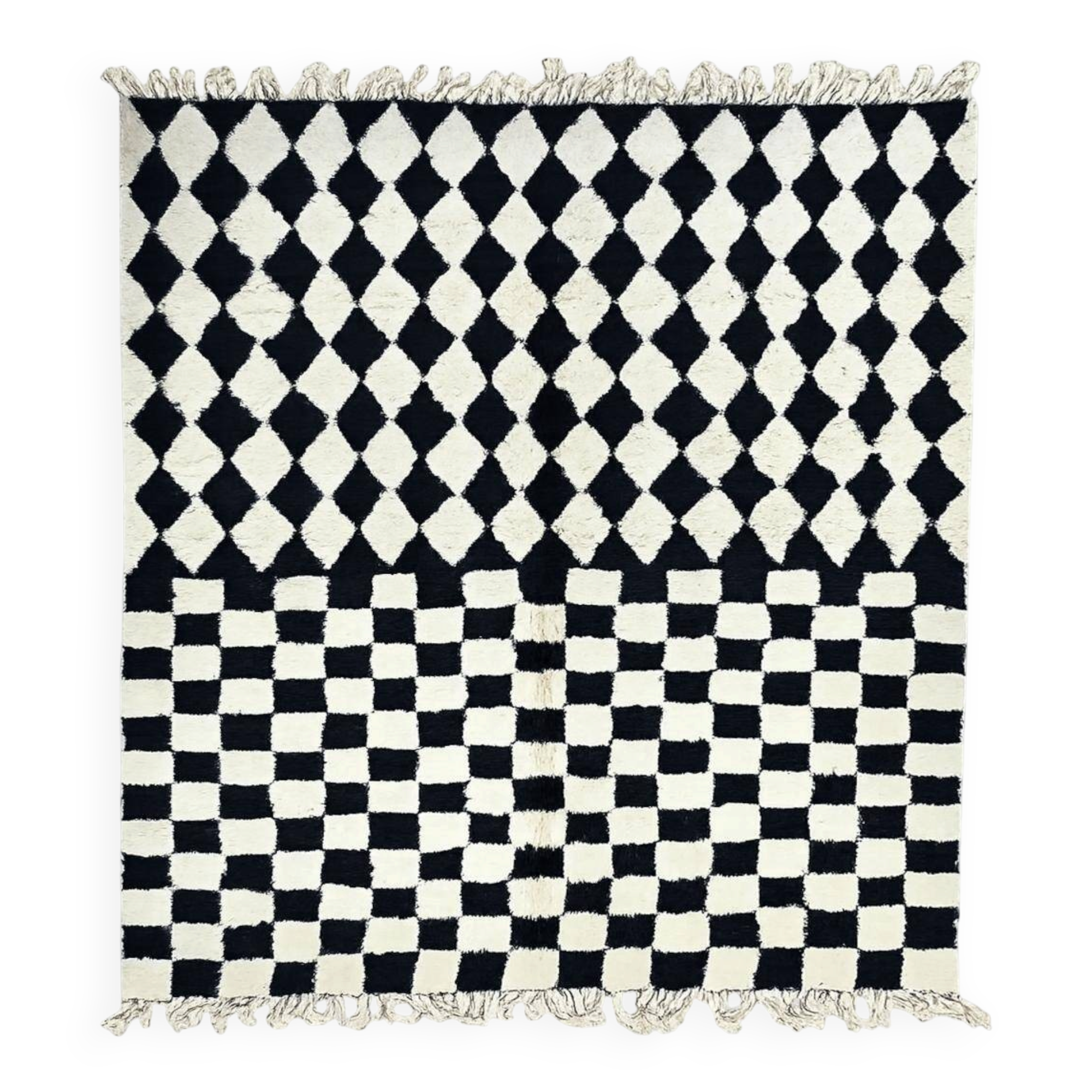 Black and white checkered rug - 300 x 260 cm