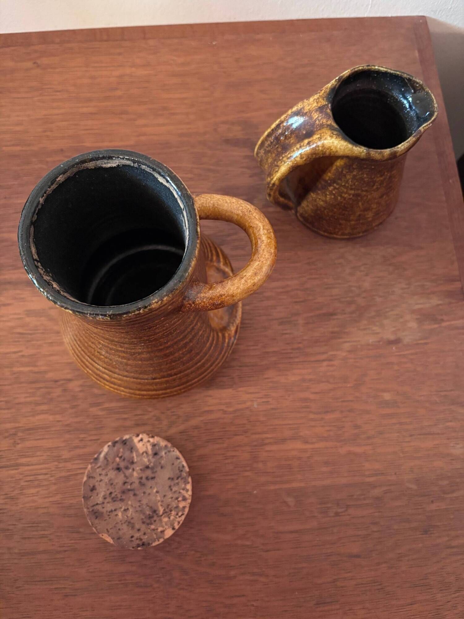 Accolay vintage 1950 ceramic jug & mustard pot signed double a