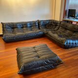 TOGO Canapé Set by Roset in black leather by Michel Ducaroy