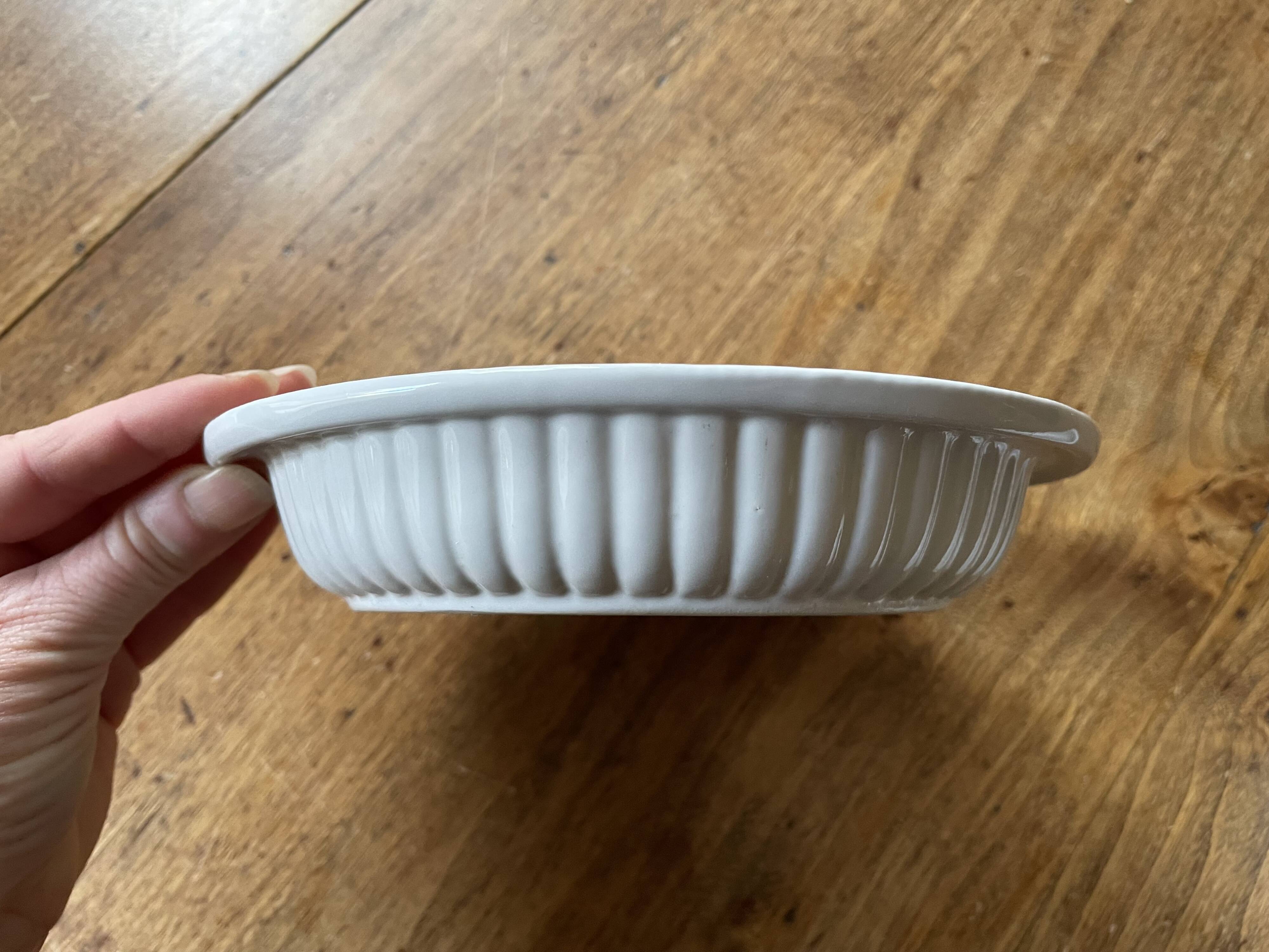 2 small old, vintage oven dishes - white ceramic