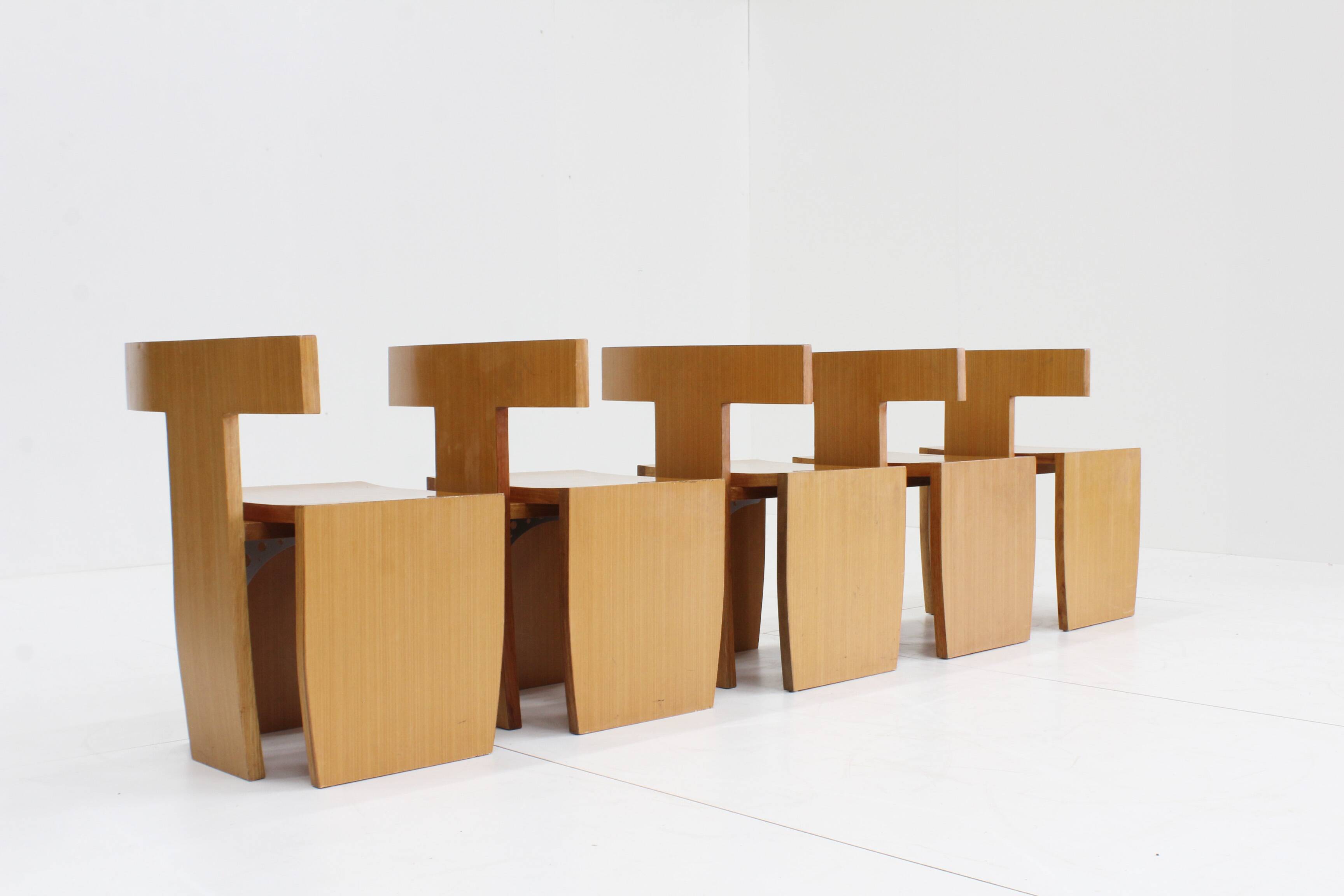Vintage sculptural dining chairs , set of 5