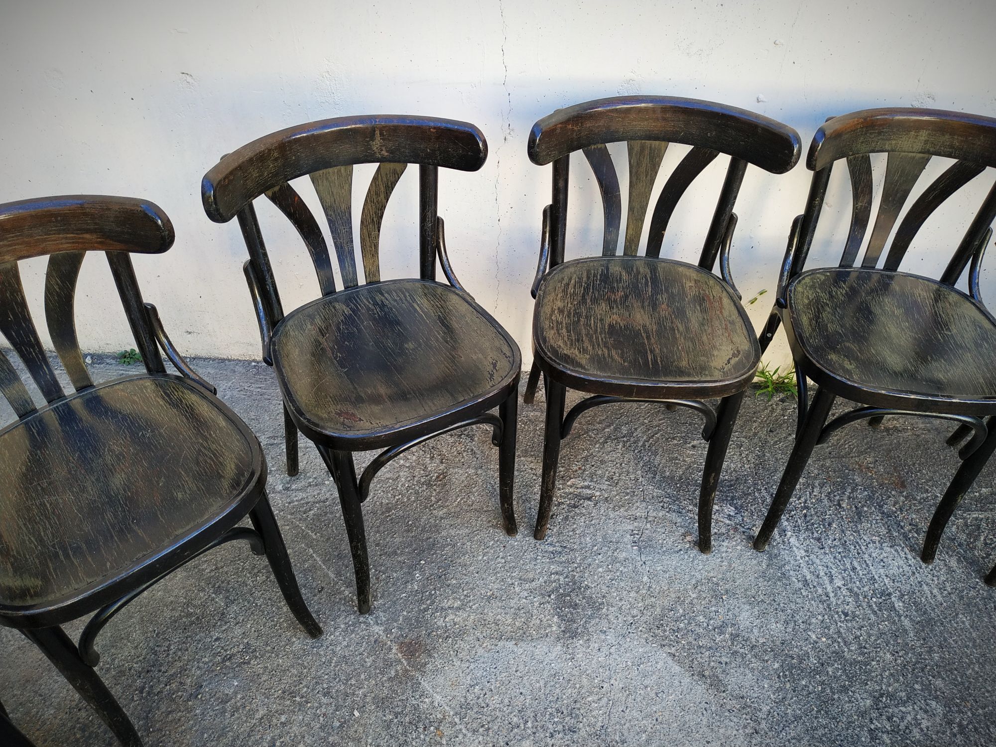 Series of eight bistro chairs