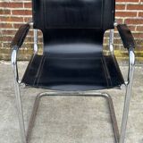 Set of 4 design cantilever chairs black and chrome design made in Italy