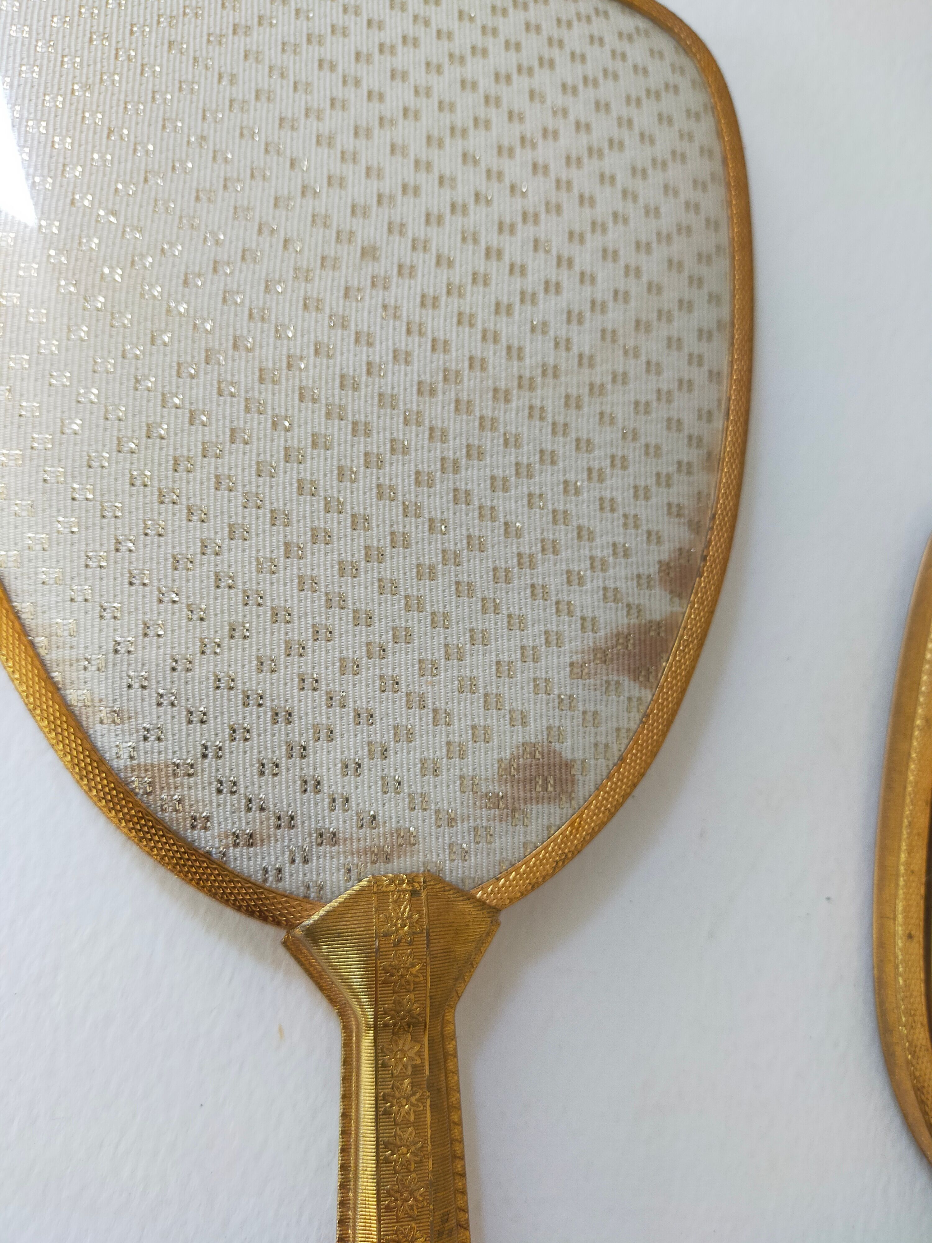 Vintage handheld mirror and hairbrush vanity set