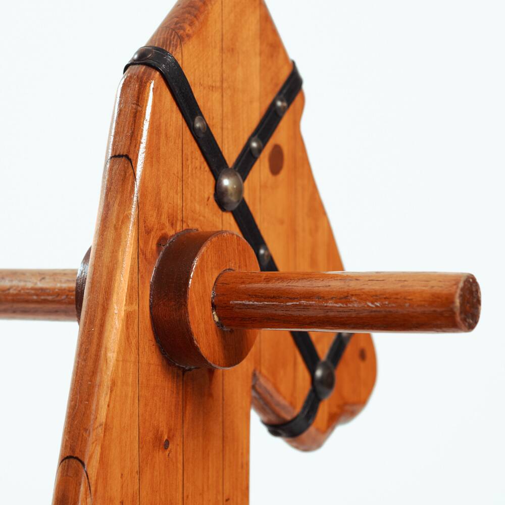 Midcentury rocking horse in oak, The Netherlands, 1950s