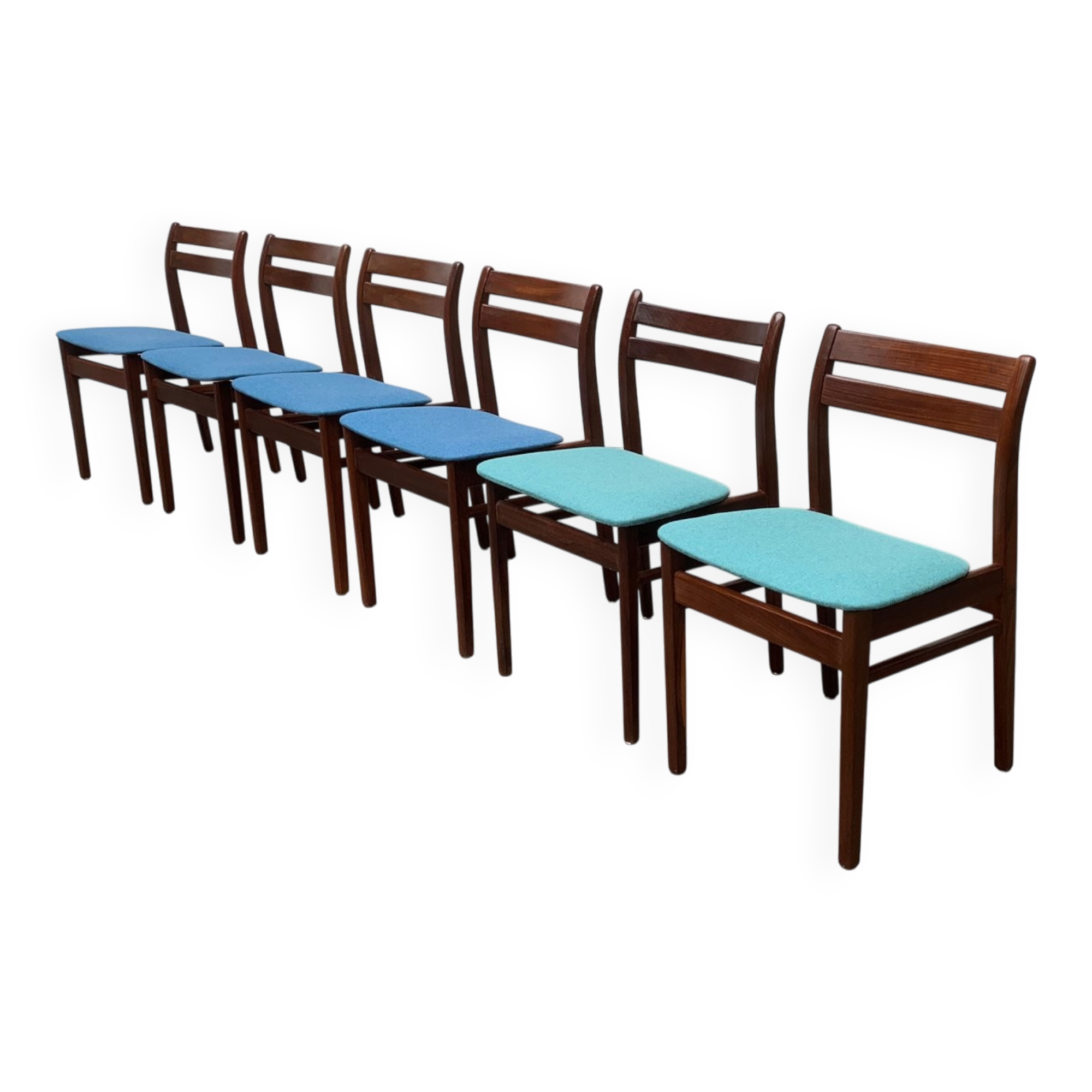 Mid-century walnut dining chairs, 1960s, set of 6.