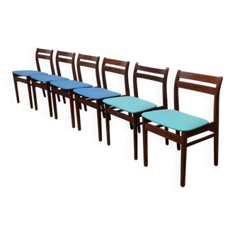 Mid-century walnut dining chairs, 1960s, set of 6.