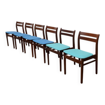 Mid-century walnut dining chairs, 1960s, set of 6.