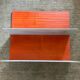 Pair of contemporary wall shelves in steel and stained wood