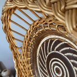 Wicker and ceramic piece signed, 1990s.