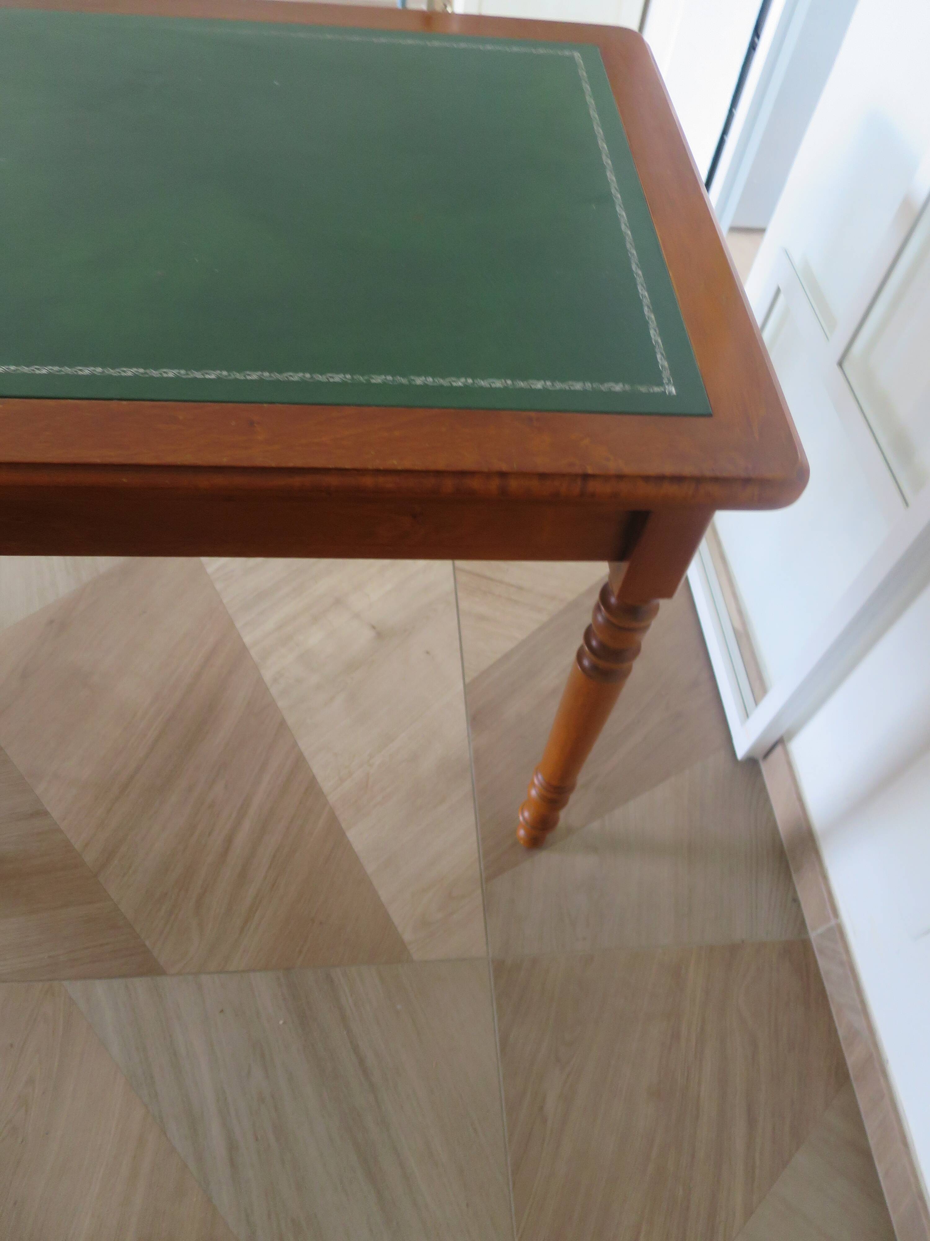 Minister's desk style L. Philippe – 2 drawers – cherry wood – faux leather desk mat