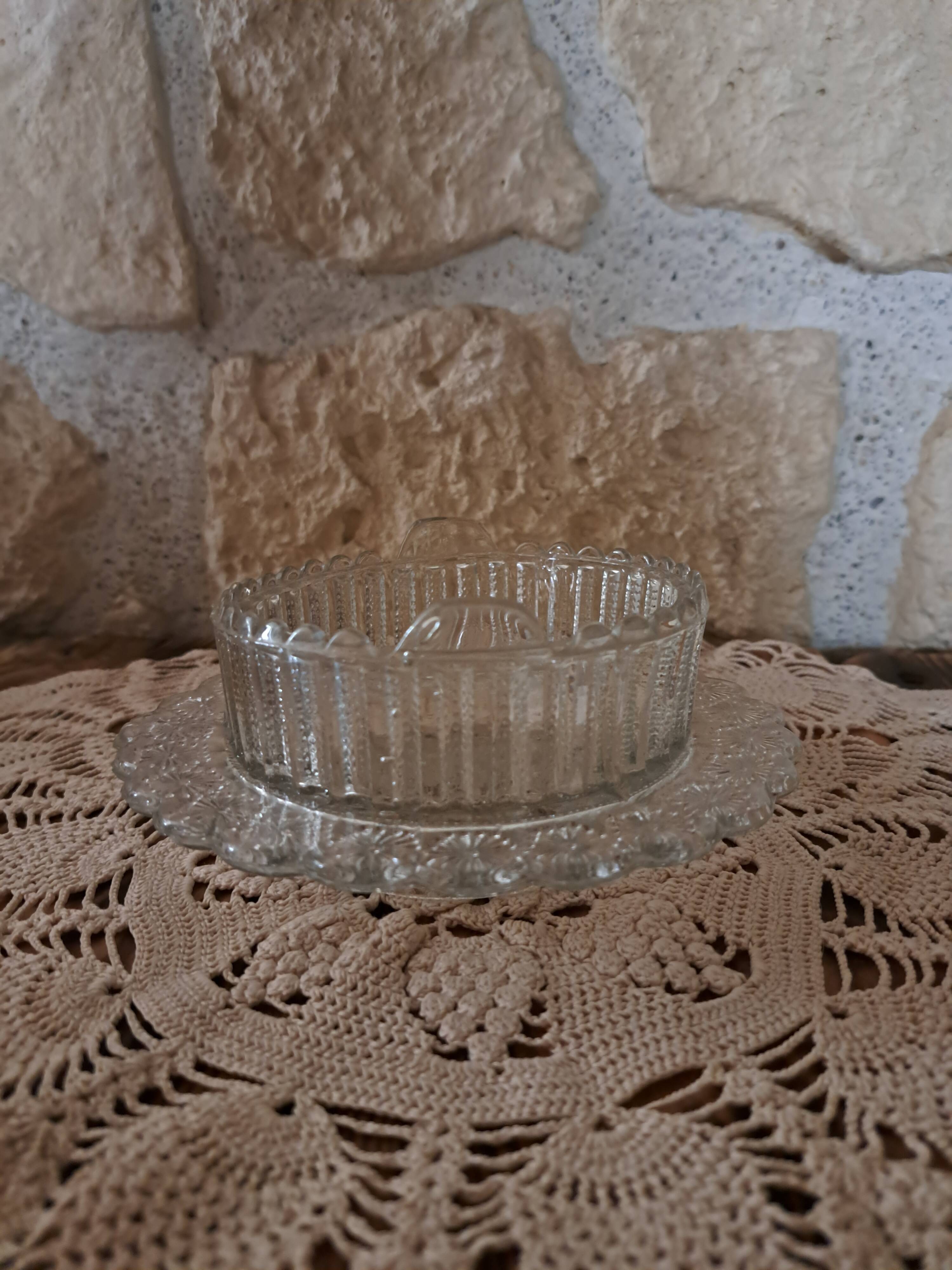 Bonbonnière sucrier sur dormant en verre