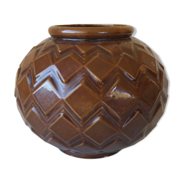 Vase Art Déco en fonte émaillée.