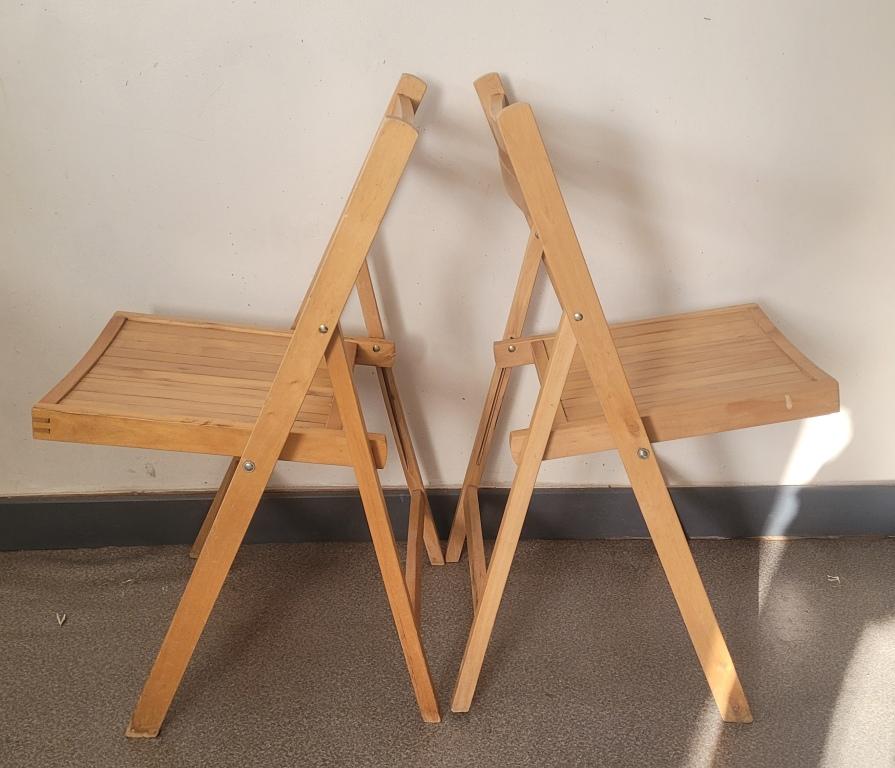 Pair of vintage wooden folding chairs