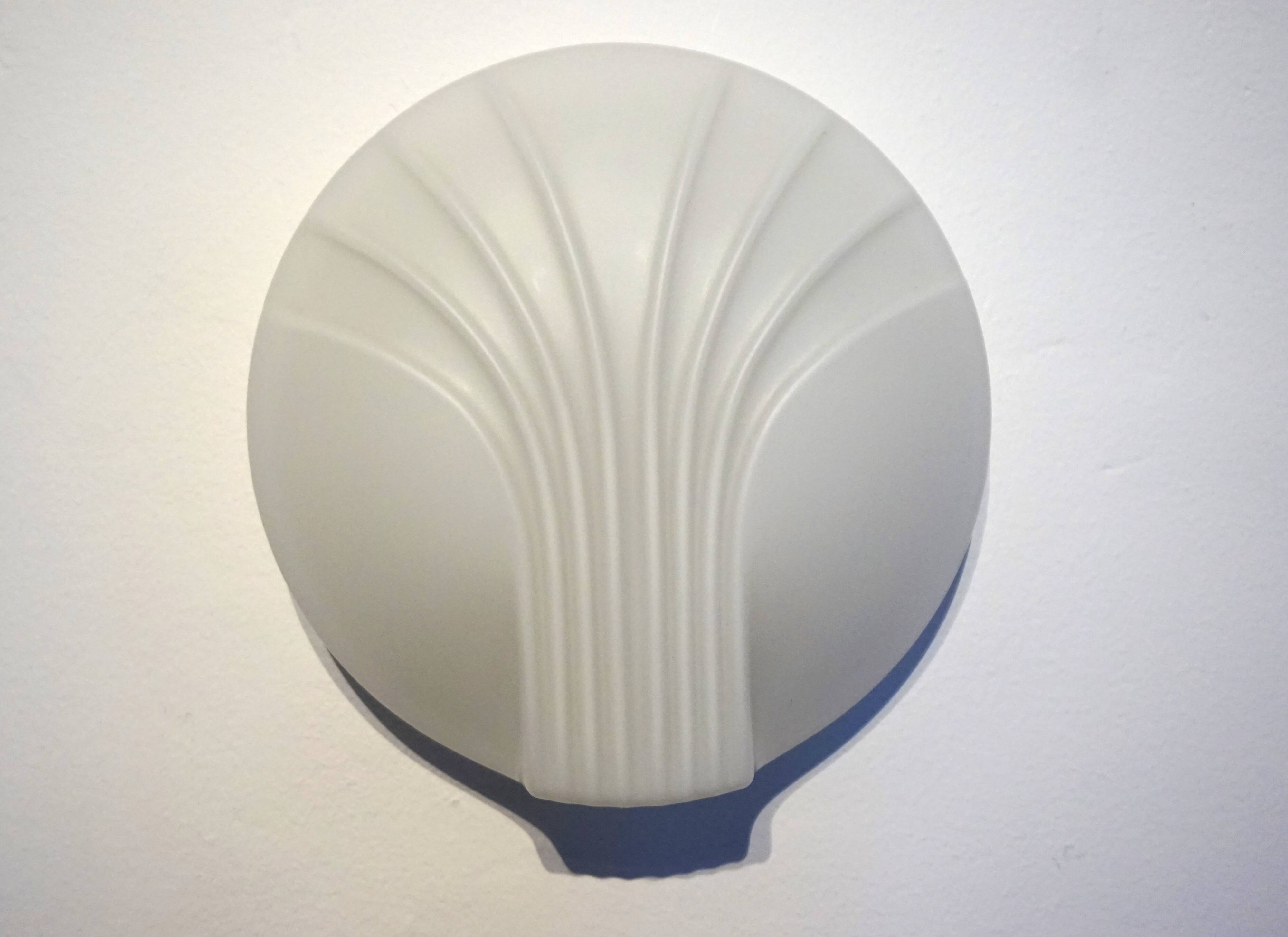 Set of 2 Hillebrand Art Deco shell opal glass wall lamps, 1960