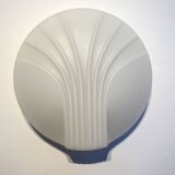 Set of 2 Hillebrand Art Deco shell opal glass wall lamps, 1960