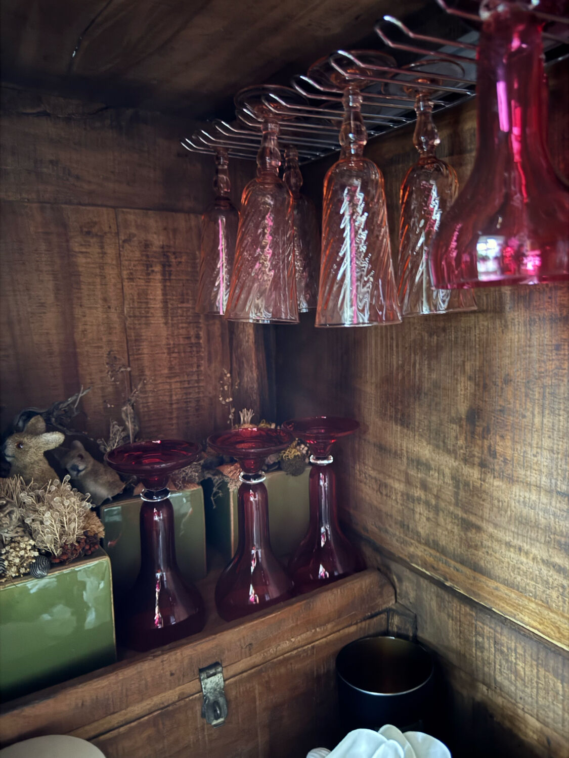 Antique wedding furniture from Rajasthan in carved wood, with inlays.