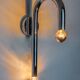 Space-age tubular wall lamp, chromed metal, Italy, 1970