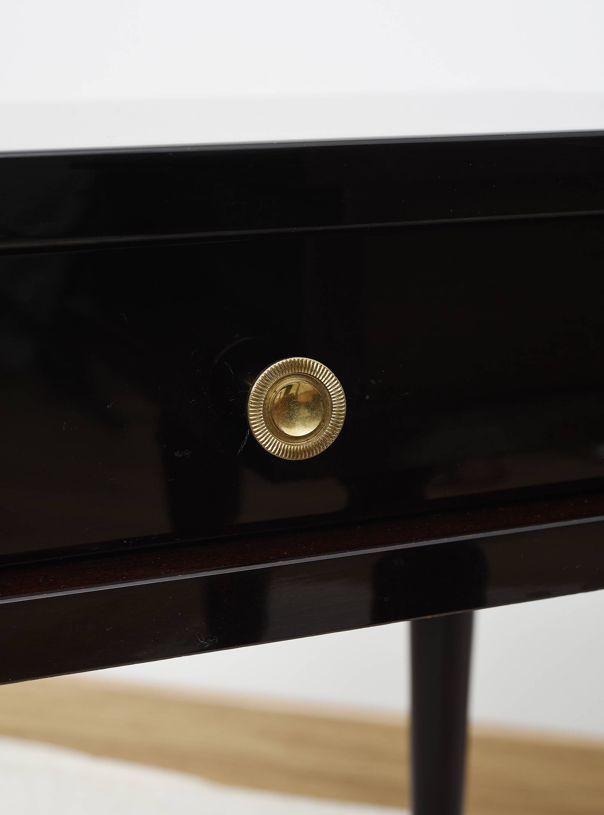 Pair of rosewood bedside tables, with drawer.