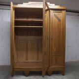Art Deco carved oak wardrobe - Flemish workshop circa 1930