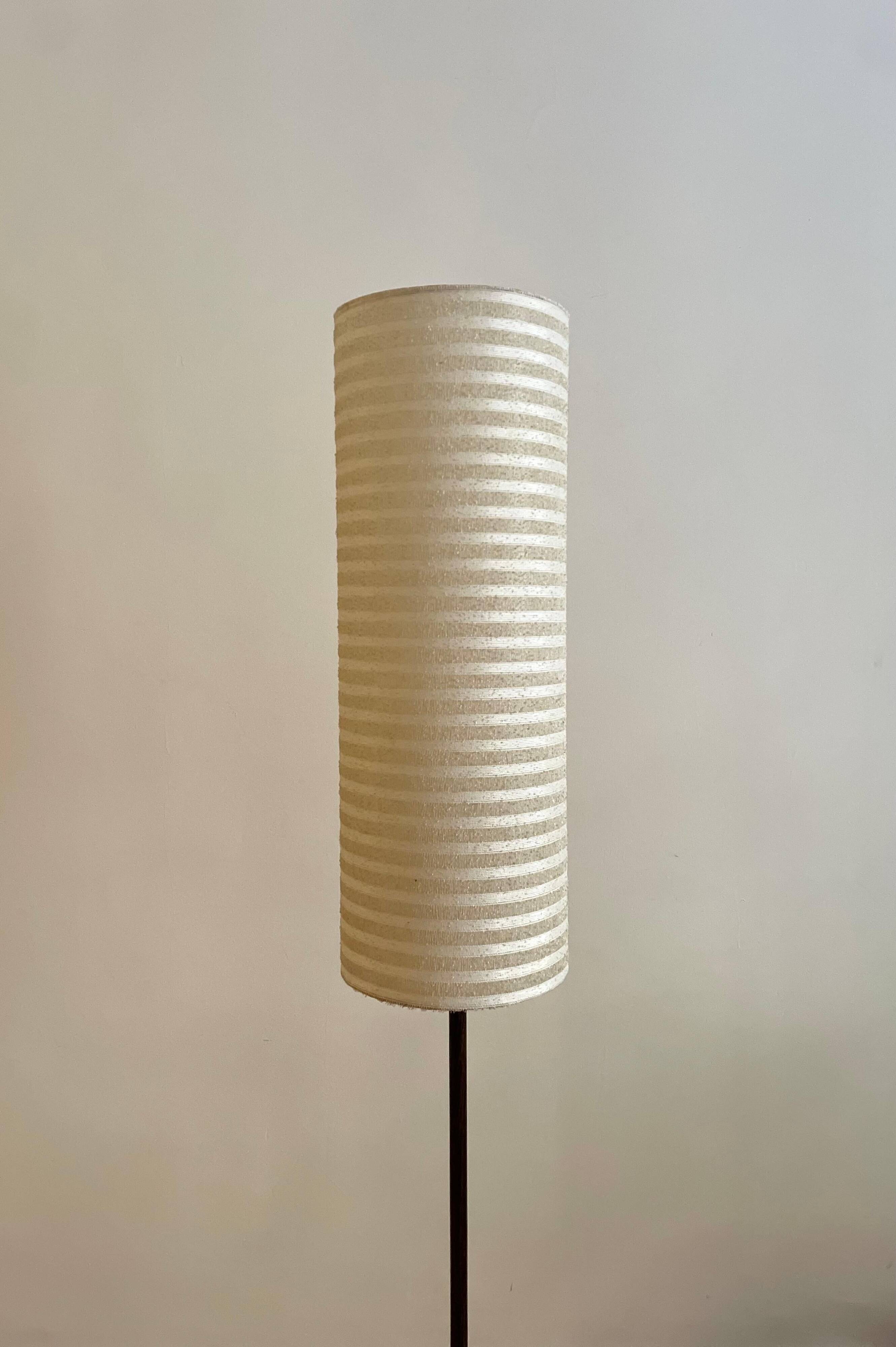 French Teak and Brass Floor Lamp