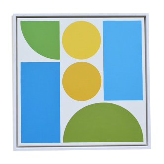 Peinture sur toile 50X50cm minimalisme vert jaune bleu