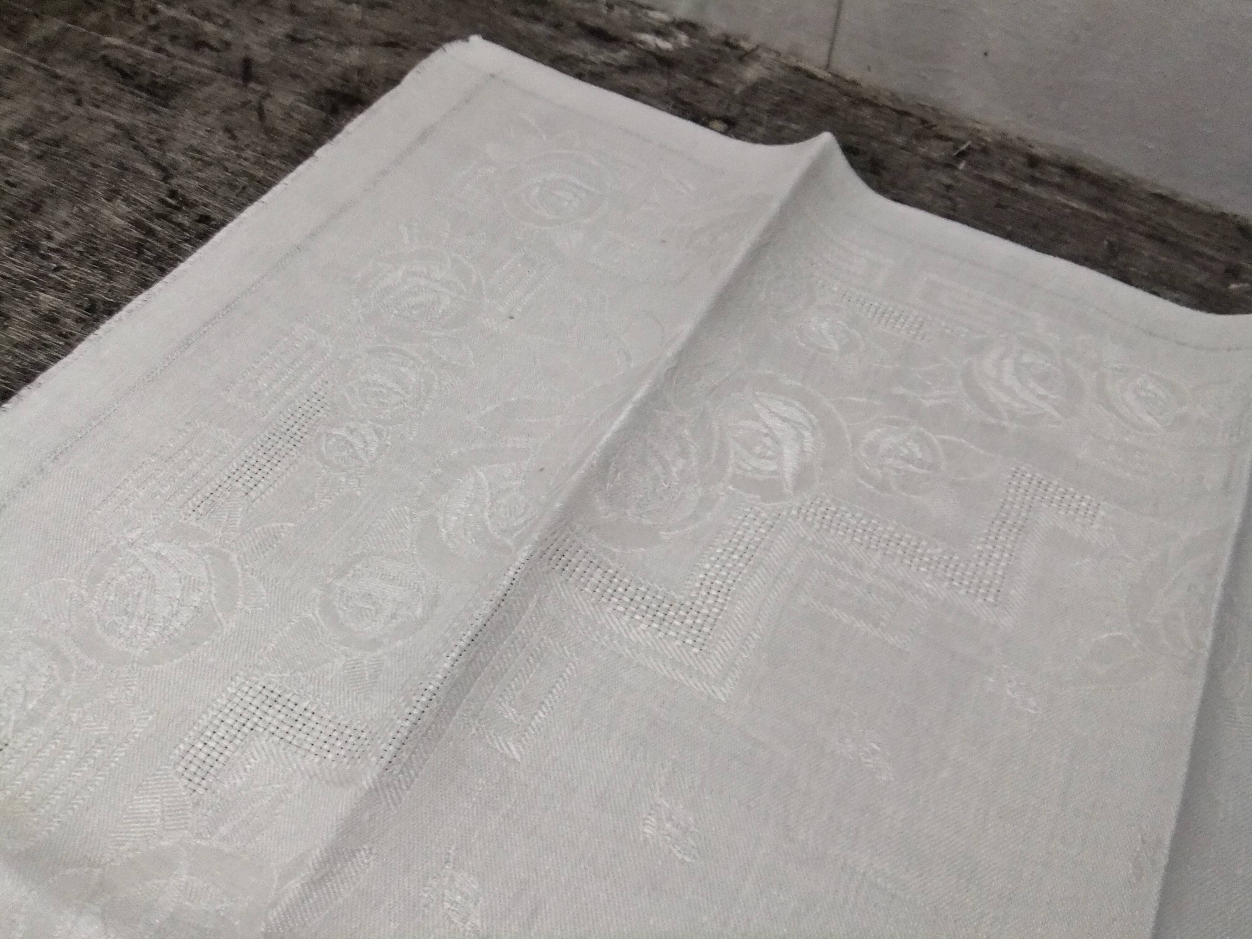 Old art nouveau damask napkins foral 60 cm