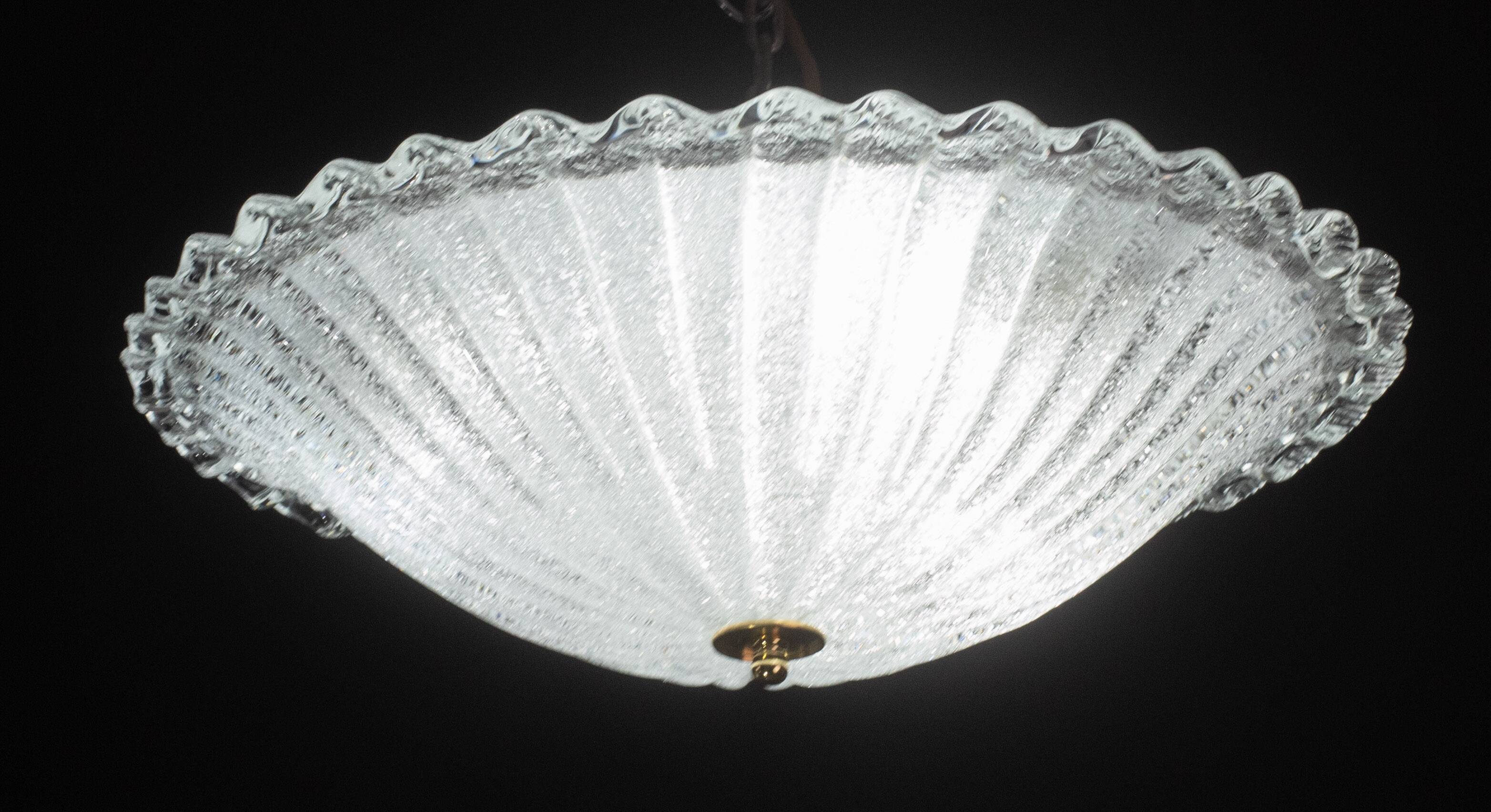 Charming Italian Trasparent Murano Glass Ceiling Fixture, Murano, 1960