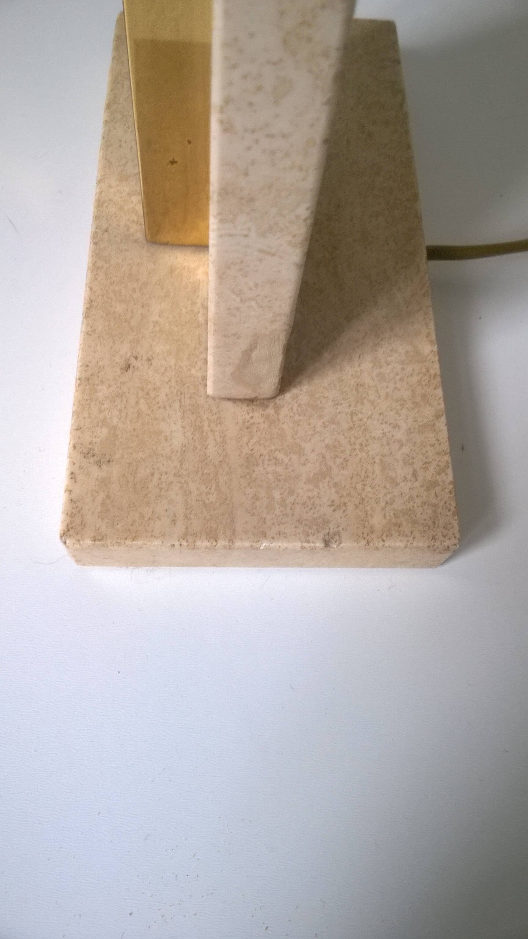 Travertine and gilded brass lamp base