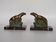 Vintage French Art Deco Panther Book Ends - Marble and Metal Bookends