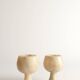 Hand Turned Light Brown Onyx Goblets Candleholders, Set of 2