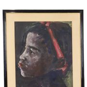 African Girl Art Painting on Paper Weyne 66x56cm