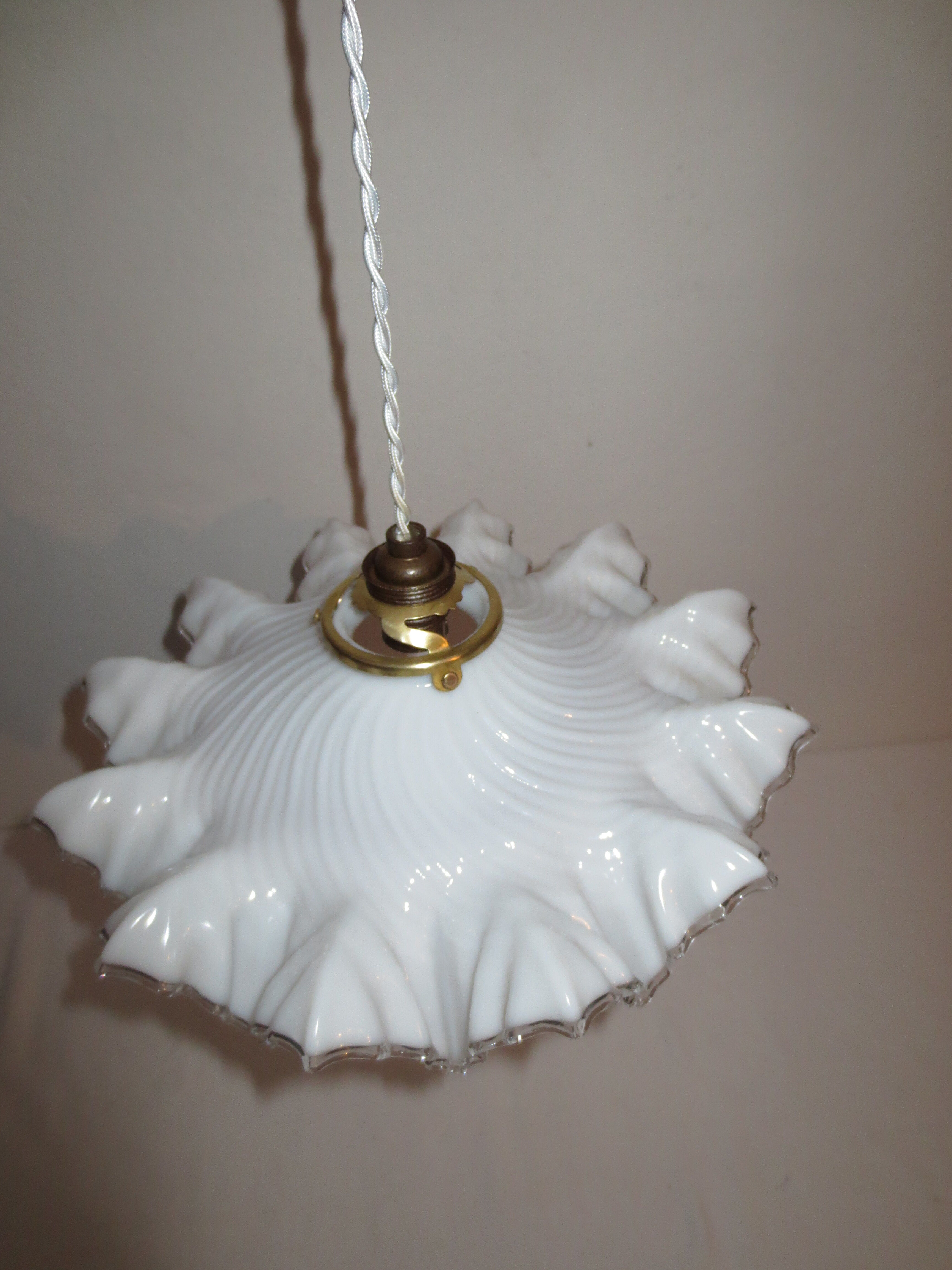 Old porcelain hanging and white opaline
