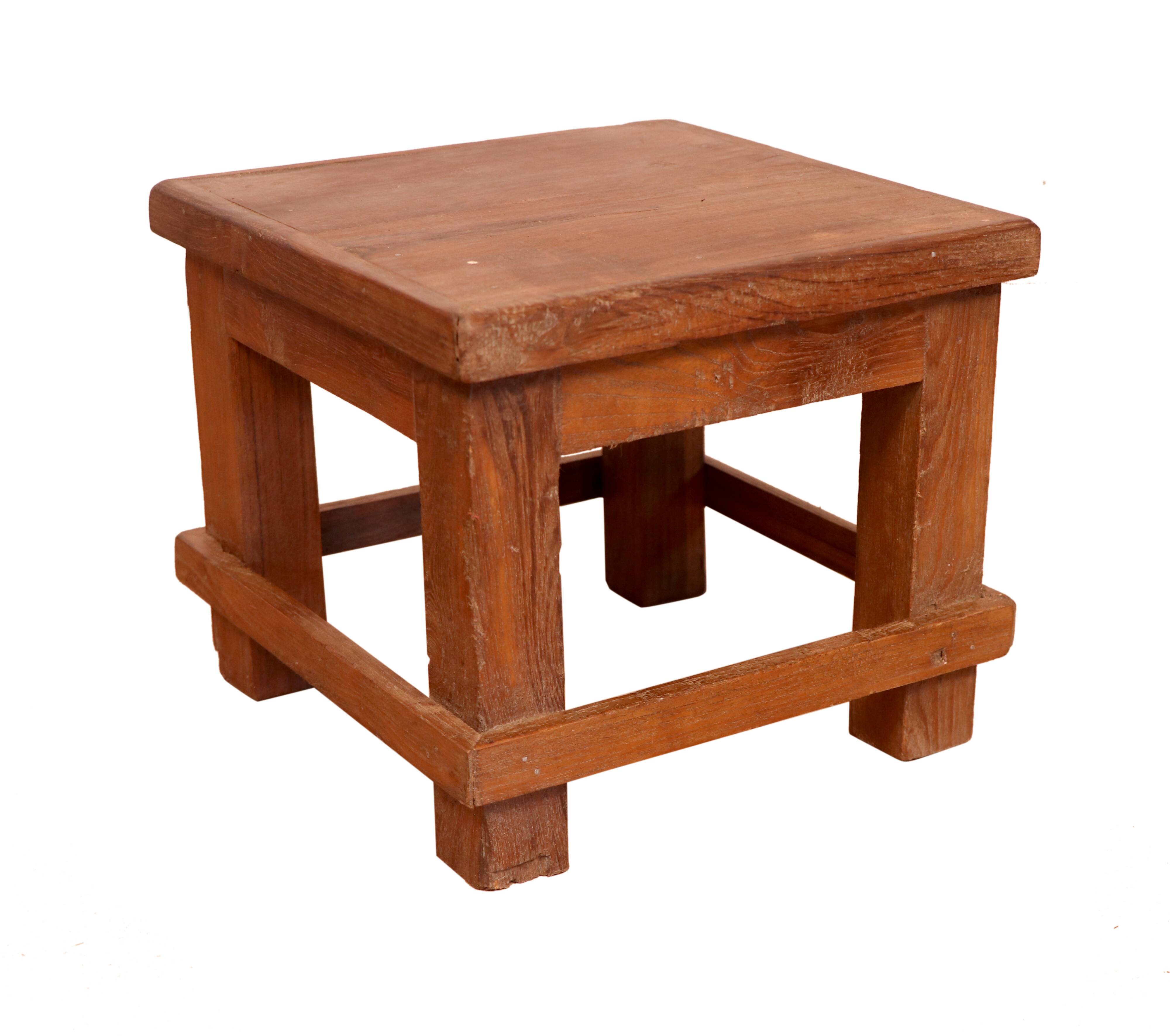 Old Burmese teak workshop bedside table