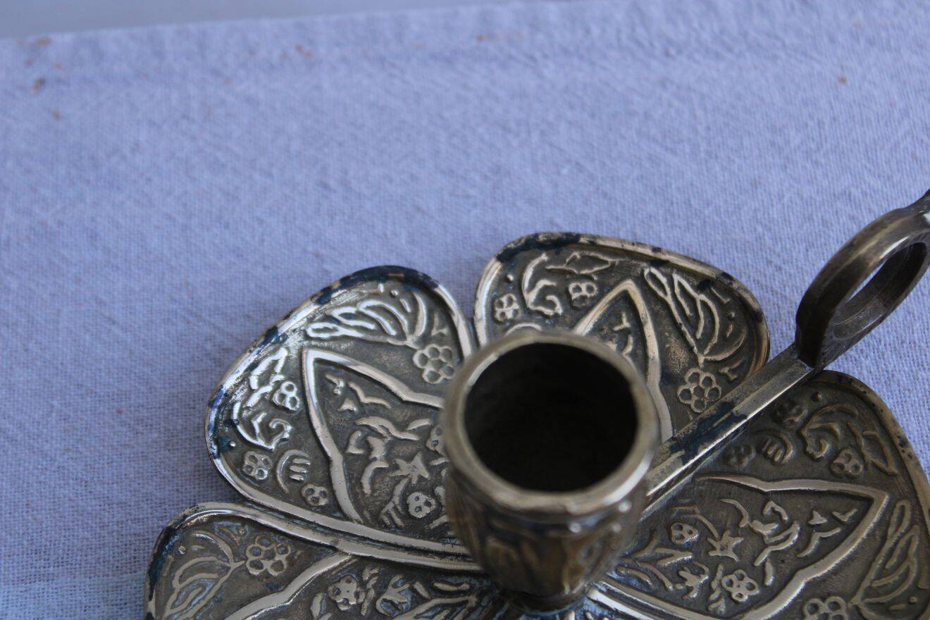 Gold metal candle holder