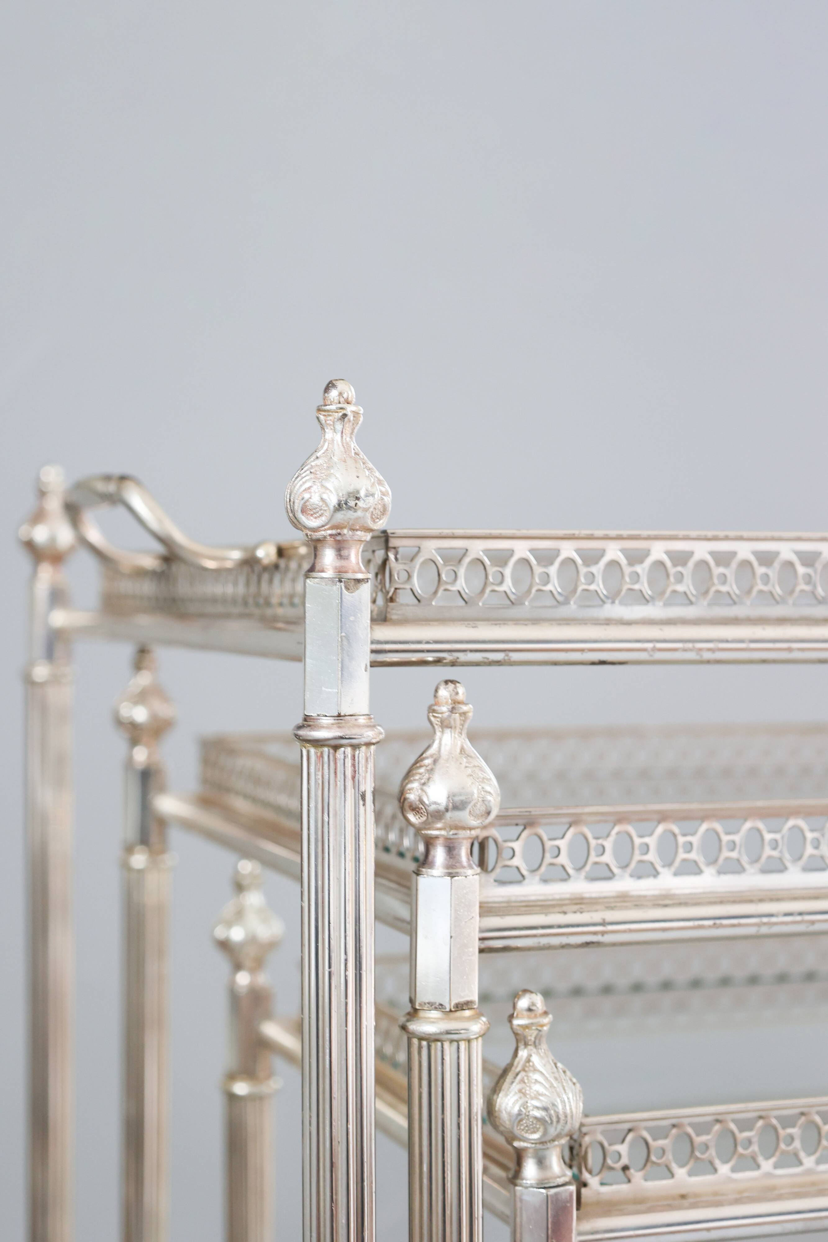 French neoclassical style nest of bar carts, 1960s.