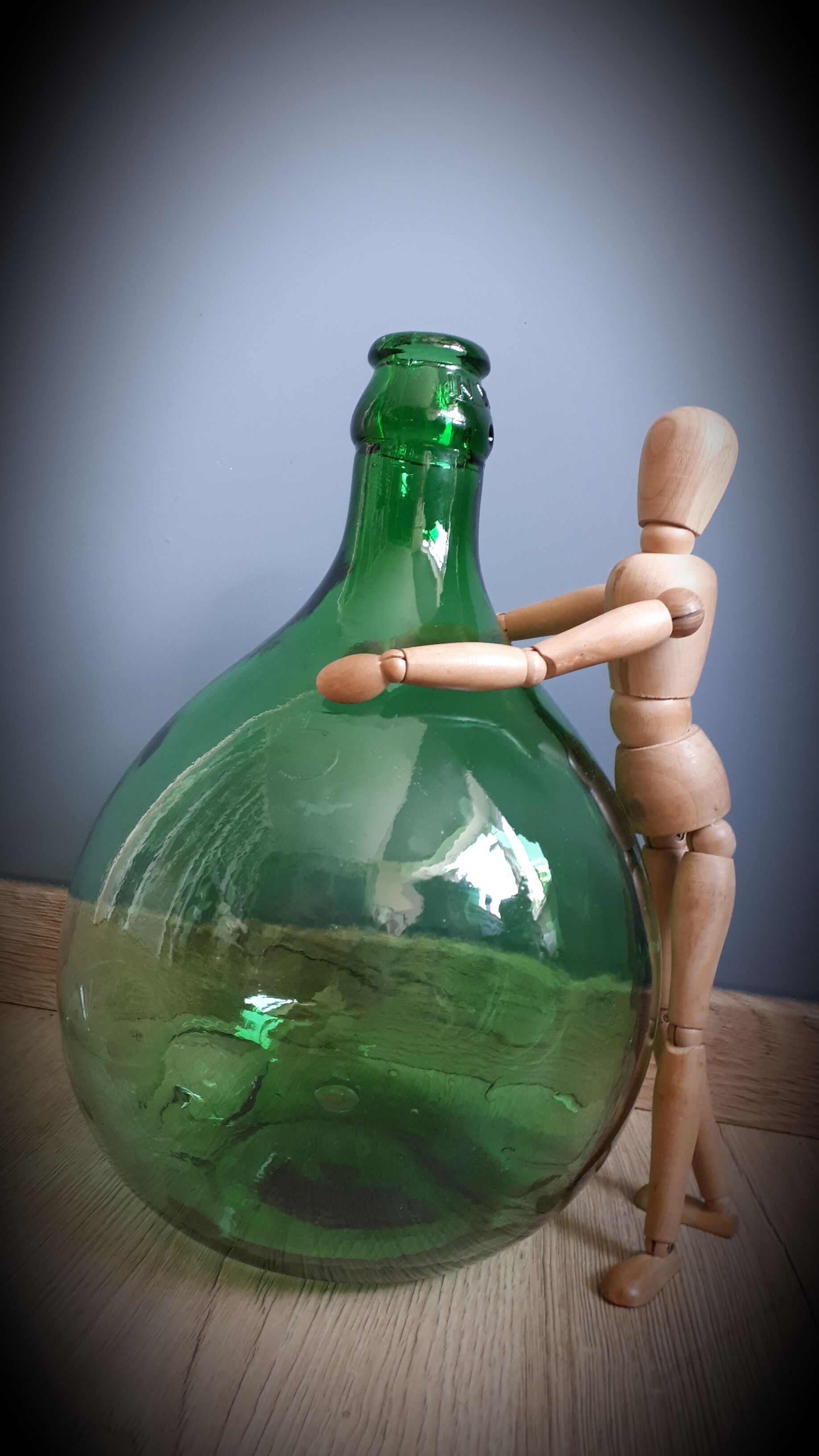 Demijohn 5L green round curved