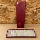 Old series of 12 bayel crystal knife holders + vintage box