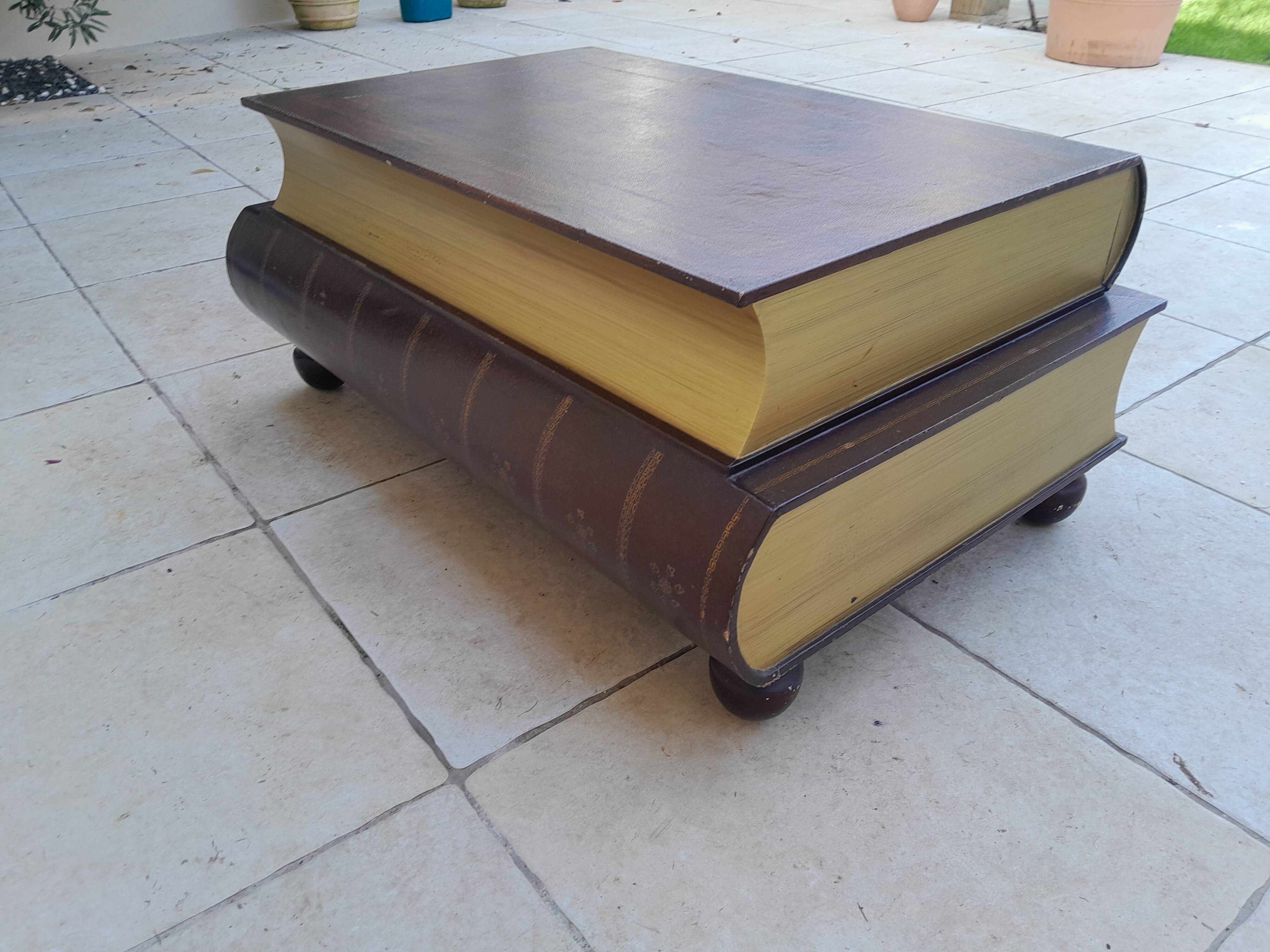 Vintage coffee table in the shape of an old book from the 80s