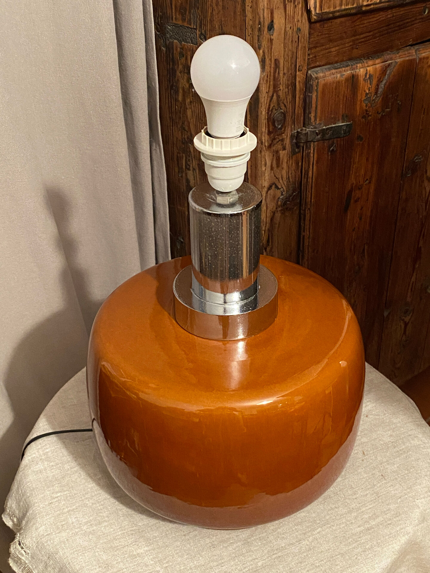 Large glazed ceramic lamp, 1970s