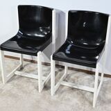 Pair of Lacquered Wooden chairs, signed P.Gautier -1960