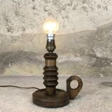 Vintage table lamp in turned wood